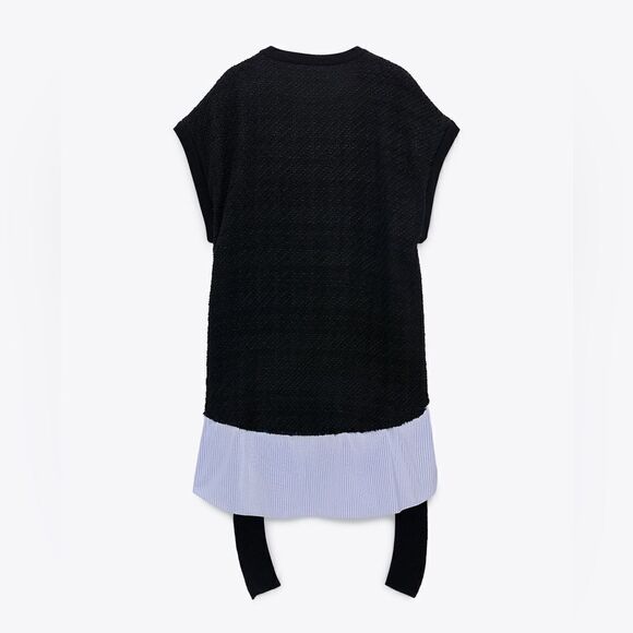 ZARA TEXTURED COMBINATION MINI DRESS NEW - Picture 7 of 9